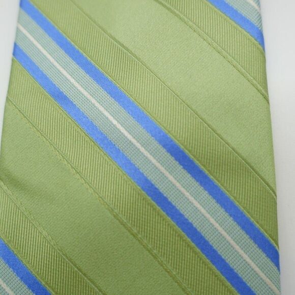 Joseph Abboud Green Blue Striped Woven Silk Tie - Picture 2 of 6